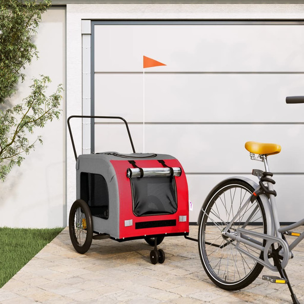 vidaXL 93859 - Pet Bike Trailer and Grey Oxford Fabric and Iron