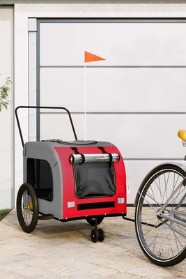vidaXL 93859 - Pet Bike Trailer and Grey Oxford Fabric and Iron