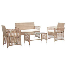 vidaXL 46436 - Salon de jardin 4 pcs avec coussins Résine tressée
