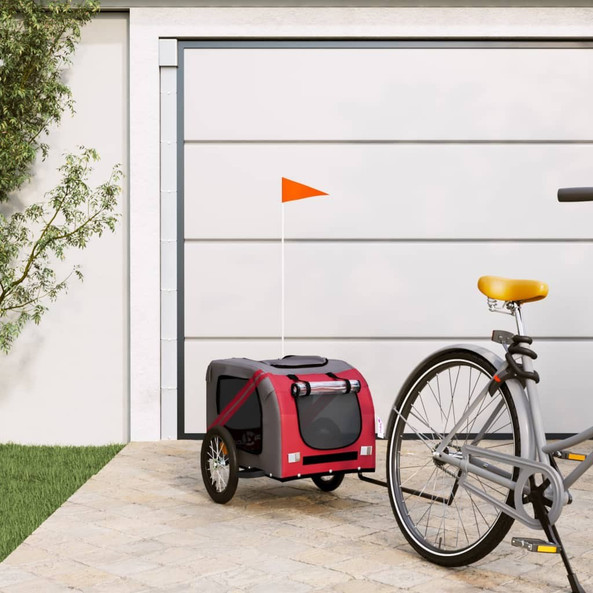 vidaXL 93873 - Pet Bike Trailer and Grey Oxford Fabric and Iron