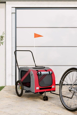 vidaXL 93901 - Pet Bike Trailer and Grey Oxford Fabric and Iron