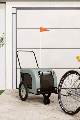 vidaXL 94021 - Pet Bike Trailer and Black Oxford Fabric and Iron