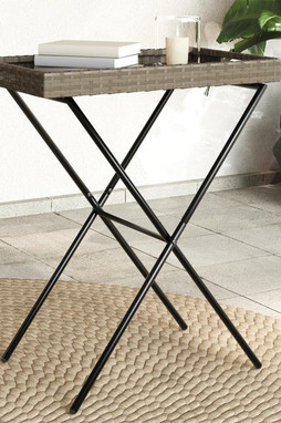 vidaXL 365129 - Table à plateau pliable gris 65x40x75 cm résine tressée