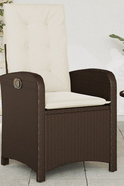 vidaXL 365162 - Chaise inclinable de jardin avec coussins marron résine tressée