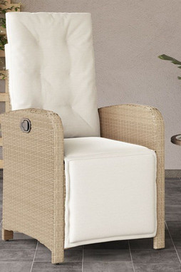 vidaXL 365188 - Chaise inclinable de jardin et repose-pied beige résine tressée