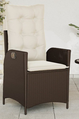 vidaXL 365258 - Chaise inclinable de jardin avec coussins marron résine tressée