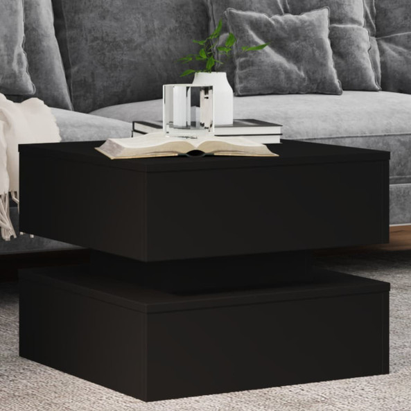 vidaXL 839855 - Table basse avec lumières LED noir 50x50x40 cm