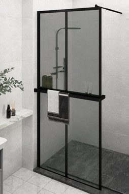 vidaXL 3185465 - Walk-in Shower Wall with Shelf 90x195 cm ESG Glass&Aluminium