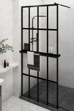 vidaXL 3185467 - Walk-in Shower Wall with Shelf 100x195 cm ESG Glass&Aluminium