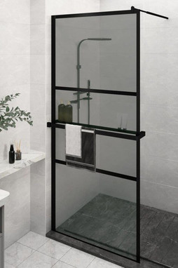 vidaXL 3185478 - Walk-in Shower Wall with Shelf 100x195 cm ESG Glass&Aluminium