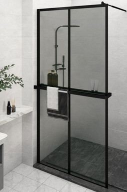vidaXL 3185490 - Walk-in Shower Wall with Shelf 118x190 cm ESG Glass&Aluminium