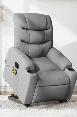 vidaXL 3206930 - Electric Stand up Massage Recliner Chair Light Fabric