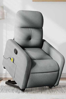 vidaXL 3206945 - Stand up Massage Recliner Chair Light Fabric
