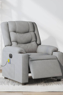 vidaXL 3206894 - Electric Massage Recliner Chair Light Fabric