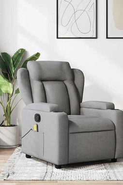 vidaXL 3206000 - Massage Recliner Chair Light Fabric