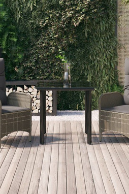 vidaXL 3185197 - 3 Piece Garden Dining Set with Cushions Black and Poly Rattan