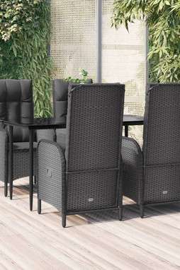 vidaXL 3185169 - 5 Piece Garden Dining Set with Cushions Poly Rattan