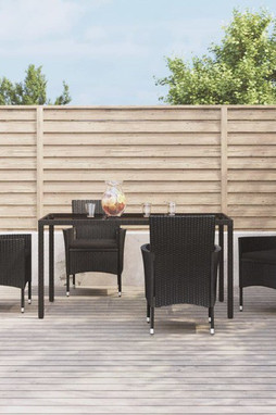 vidaXL 3187326 - 5 Piece Garden Dining Set with Cushions Poly Rattan
