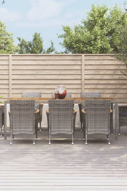 vidaXL 3187370 - 9 Piece Garden Dining Set with Cushions Poly Rattan