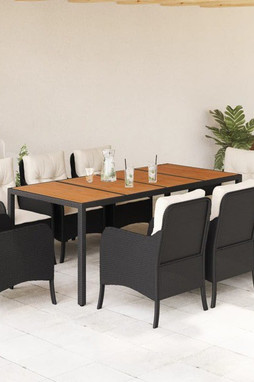 vidaXL 3211865 - 9 Piece Garden Dining Set with Cushions Poly Rattan