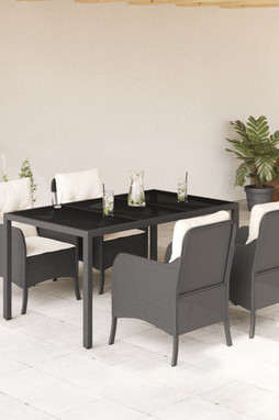 vidaXL 3211844 - 5 Piece Garden Dining Set with Cushions Poly Rattan