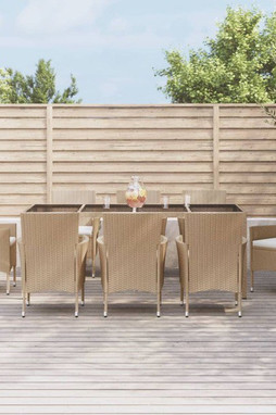 vidaXL 3187353 - 9 Piece Garden Dining Set with Cushions Poly Rattan