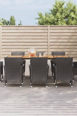 vidaXL 3187401 - 9 Piece Garden Dining Set with Cushions Poly Rattan