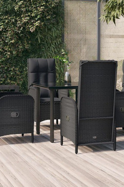 vidaXL 3185188 - 5 Piece Garden Dining Set with Cushions Poly Rattan