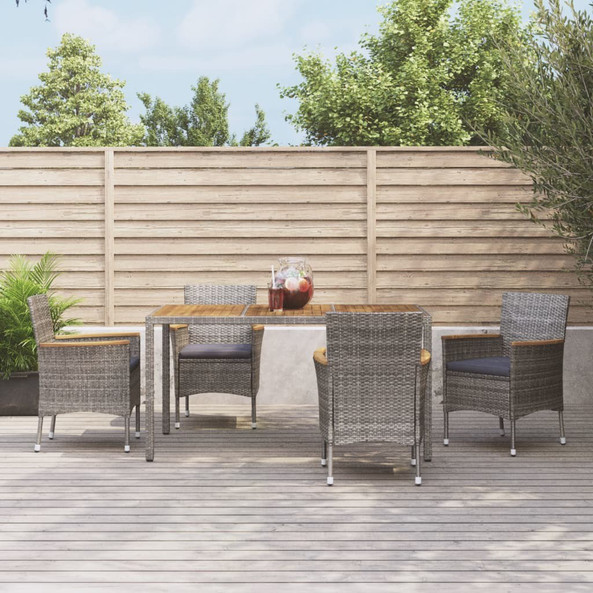 vidaXL 3187366 - 5 Piece Garden Dining Set with Cushions Poly Rattan