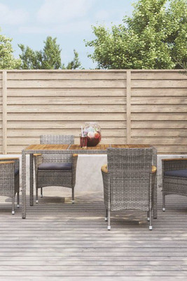 vidaXL 3187366 - 5 Piece Garden Dining Set with Cushions Poly Rattan