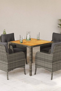 vidaXL 3211873 - 5 Piece Garden Dining Set with Cushions Poly Rattan