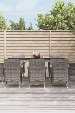 vidaXL 3187385 - 9 Piece Garden Dining Set with Cushions Poly Rattan