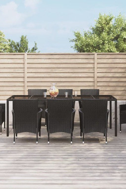vidaXL 3187330 - 9 Piece Garden Dining Set with Cushions Poly Rattan