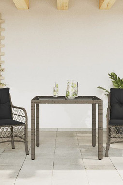 vidaXL 3212030 - 3 Piece Bistro Set with Cushions Poly Rattan