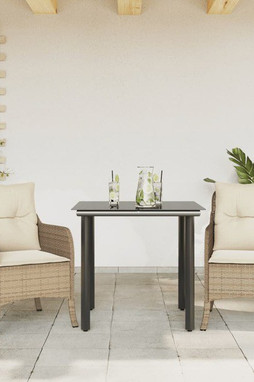 vidaXL 3211969 - 3 Piece Garden Dining Set with Cushions Poly Rattan