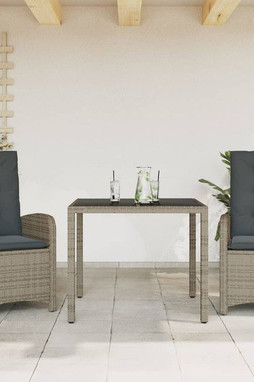 vidaXL 3212212 - 3 Piece Garden Dining Set with Cushions Poly Rattan