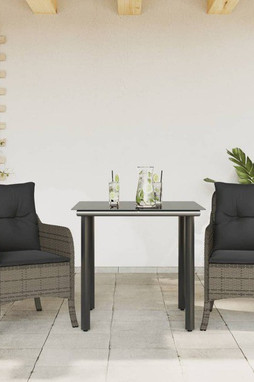 vidaXL 3211955 - 3 Piece Garden Dining Set with Cushions Poly Rattan
