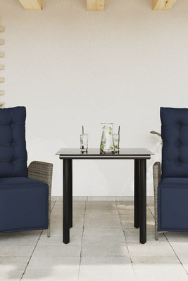 vidaXL 3213483 - 3 Piece Garden Dining Set with Cushions Poly Rattan