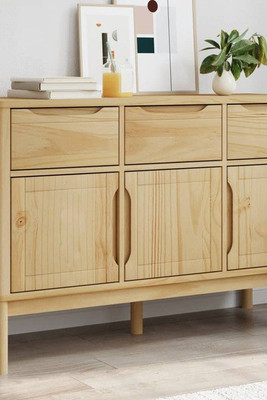 vidaXL 374023 - Sideboard FLORO Wax 114x43x74 cm Solid Wood Pine
