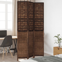 vidaXL 358704 - Room Divider 3 Panels Dark Solid Wood Paulownia