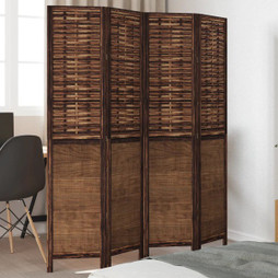 vidaXL 358706 - Room Divider 4 Panels Dark Solid Wood Paulownia