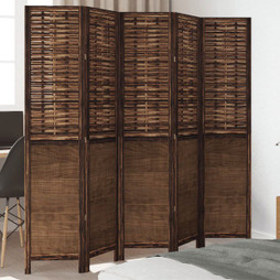 vidaXL 358710 - Room Divider 5 Panels Dark Solid Wood Paulownia