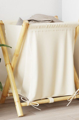 vidaXL 368035 - Panier à linge blanc crème 45x55x63,5 cm bambou