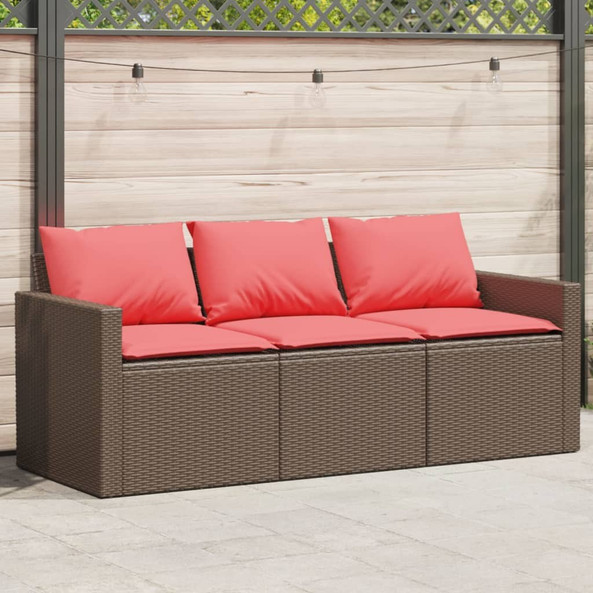 vidaXL 366348 - Garden Sofa with Cushions 3-Seater Poly Rattan