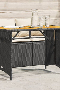 vidaXL 366355 - Garden Table with Wooden Top 110x68x70 cm Poly Rattan