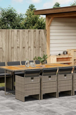 vidaXL 3277693 - 9 Piece Garden Dining Set with Cushions Poly Rattan