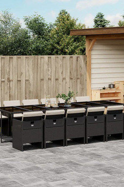 vidaXL 3277709 - 13 Piece Garden Dining Set with Cushions Poly Rattan