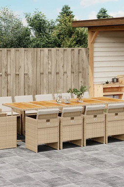 vidaXL 3277827 - 15 Piece Garden Dining Set with Cushions Poly Rattan