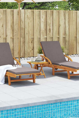 vidaXL 3206373 - Sun Loungers 2 pcs with Cushions 200x68x83 cm Solid Wood Acacia