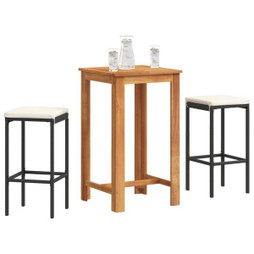 vidaXL 3295267 - 3 Piece Garden Bar Set Solid Wood Acacia and Poly Rattan